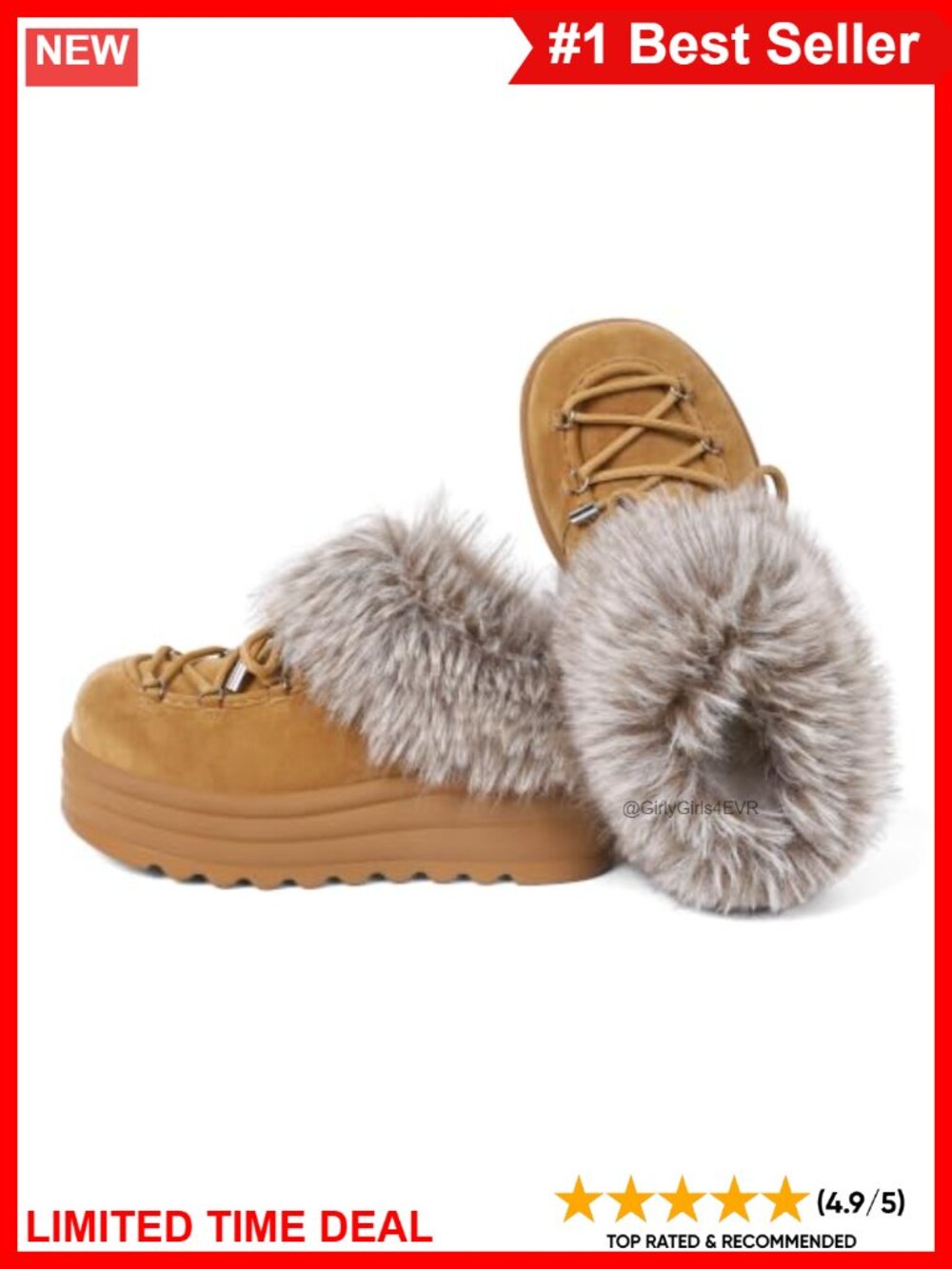 Platform Faux Fur Lined Mules Slip On Winter Clogs